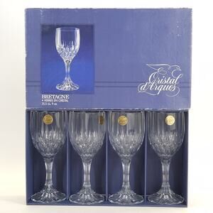 Cristal d'Arques Bretagne Crystal Wine Glass Goblet Replacement Formal 9oz 4pc